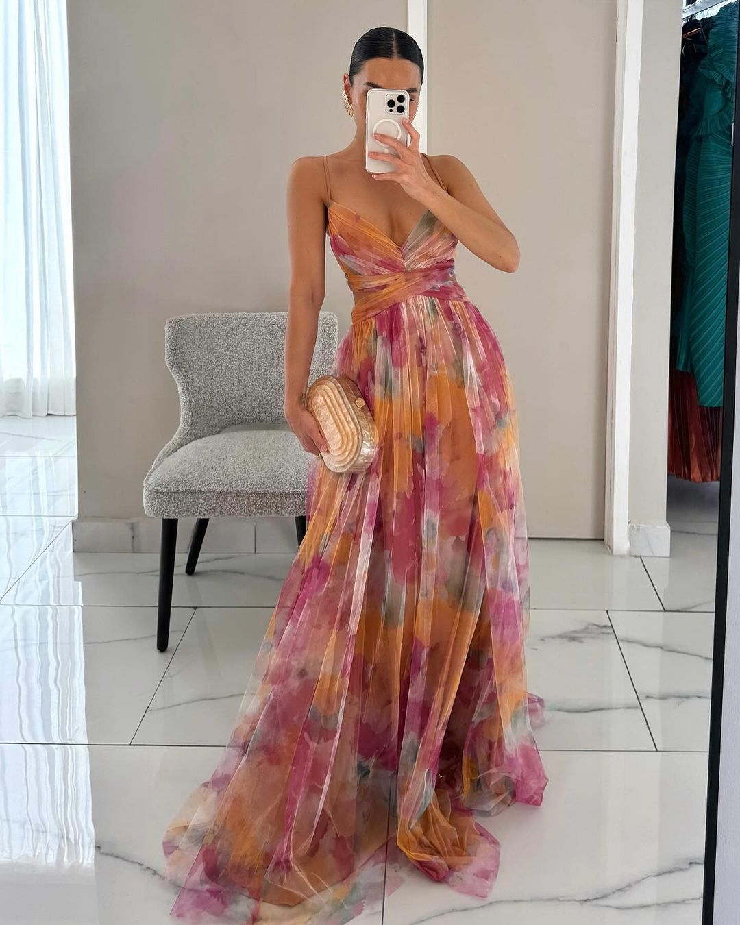 Alina - Trendy V-Neck Long Dress for Women