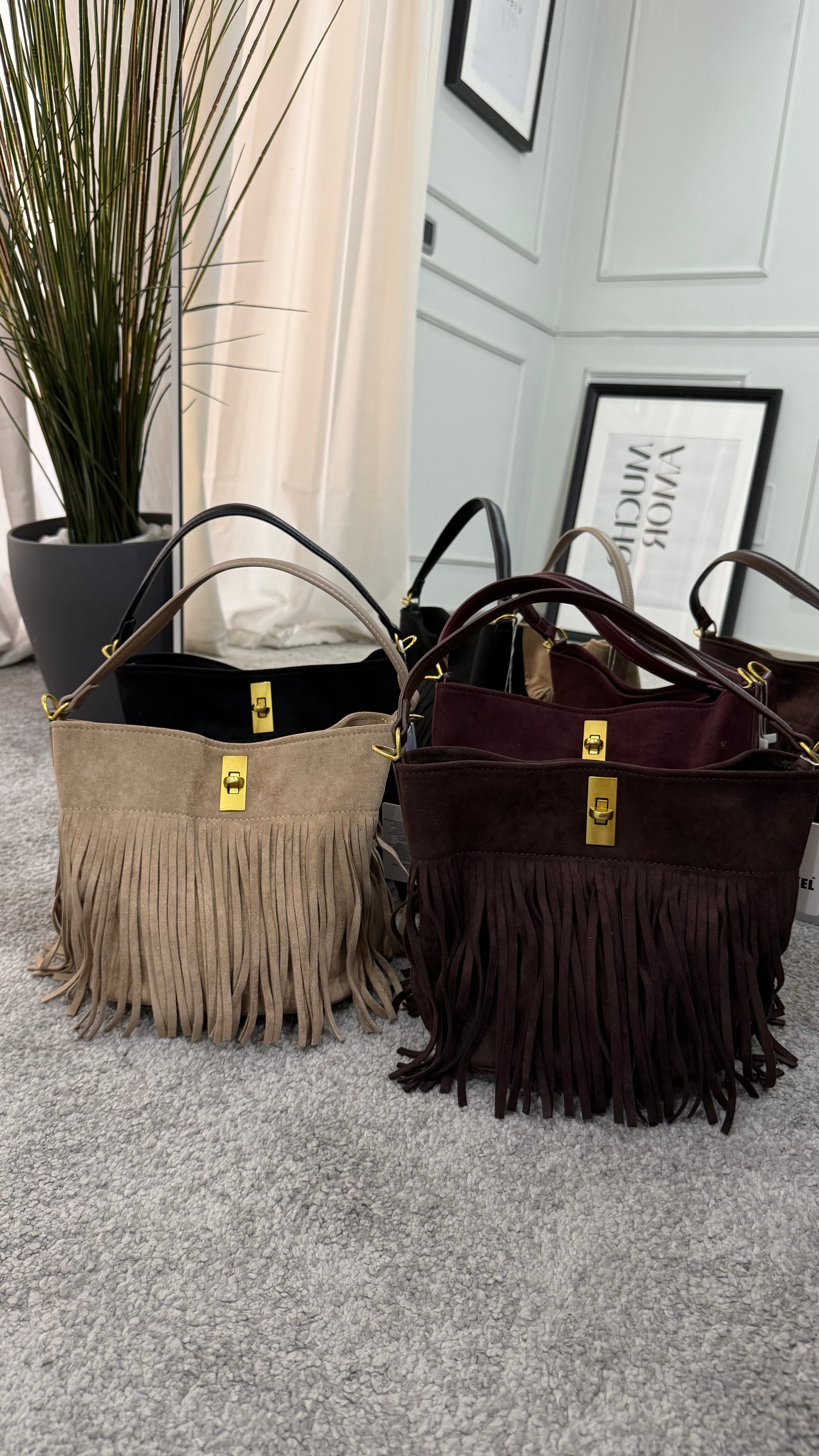 Suede bag with bows