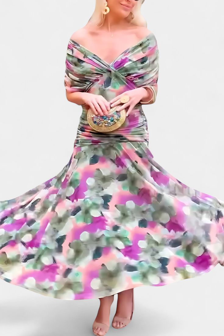 Florandrea | Long floral dress with a V-neck