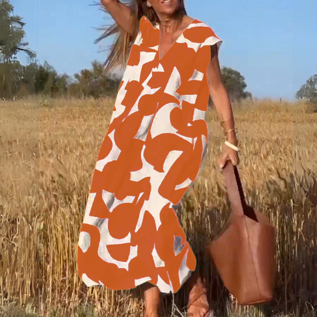 ELENA | Printed V-Neck Dress