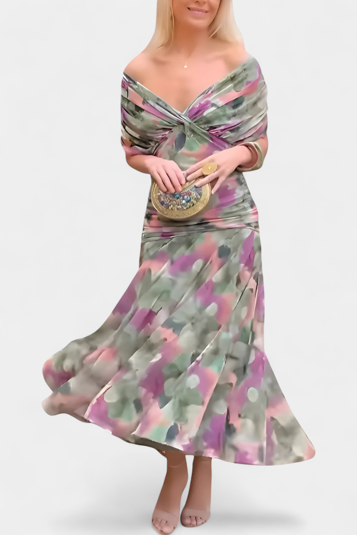 Florandrea | Long floral dress with a V-neck
