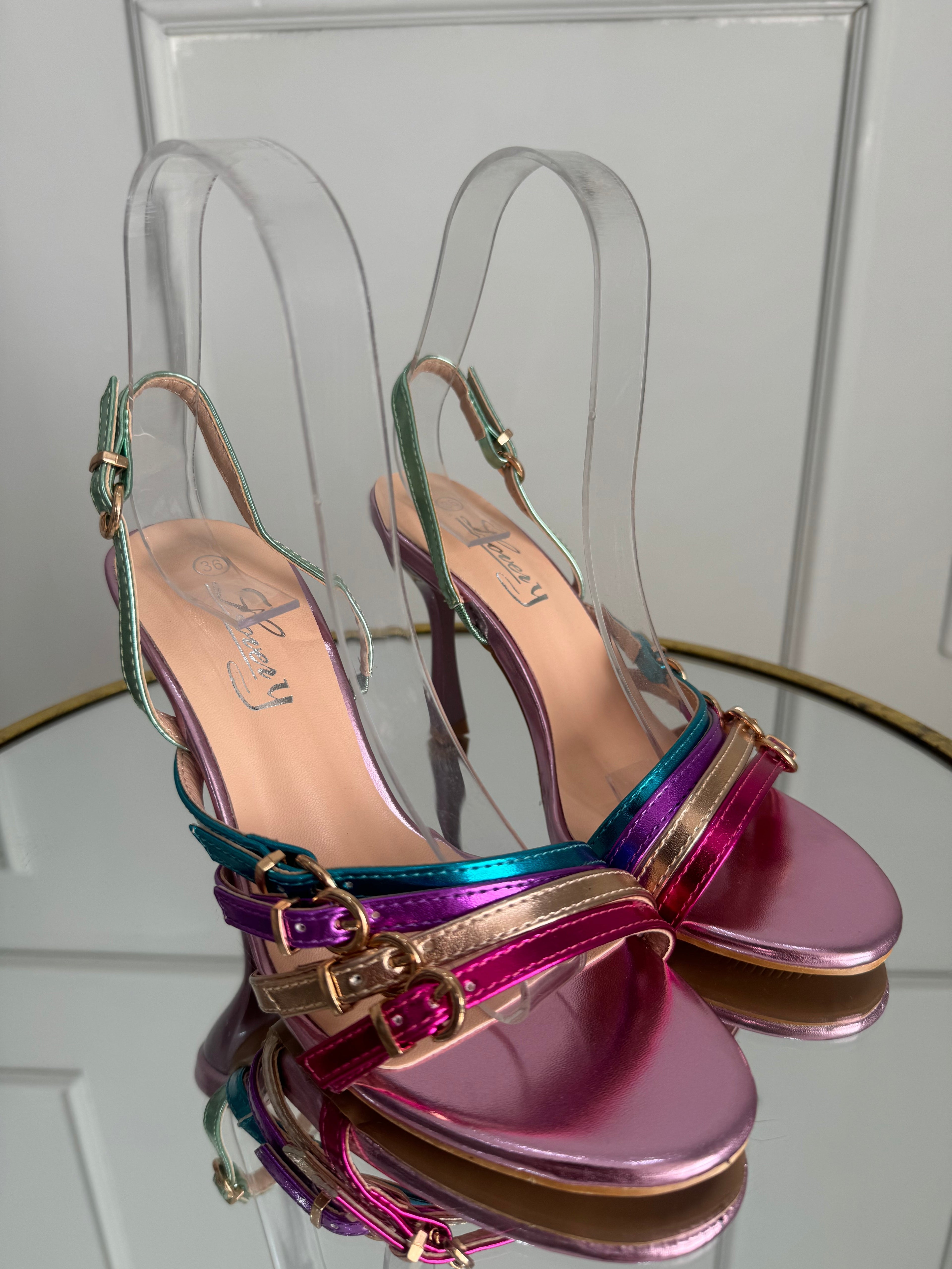 Colorful sandals with buckles
