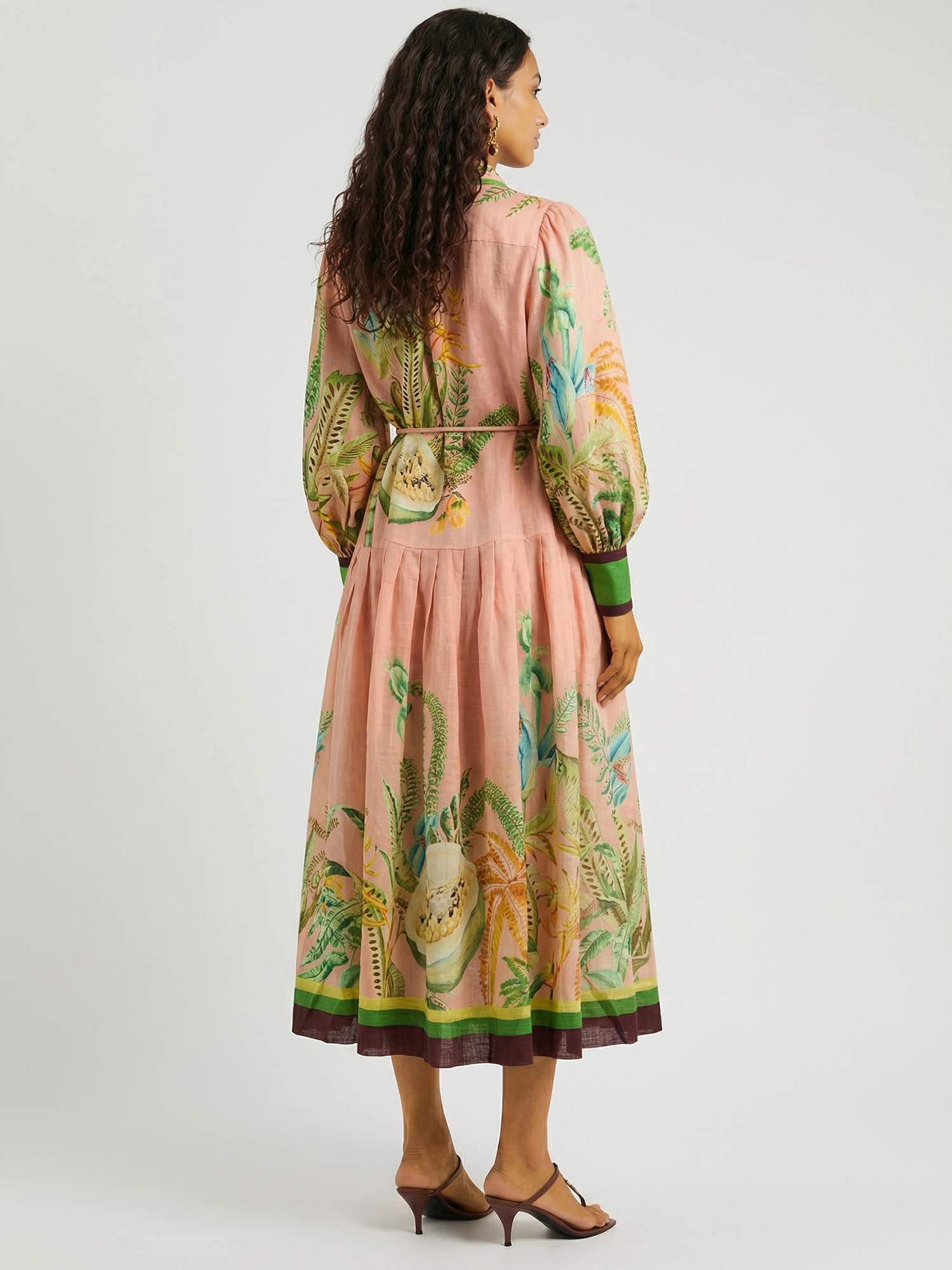Maxi dress in velvet with a papaya belt