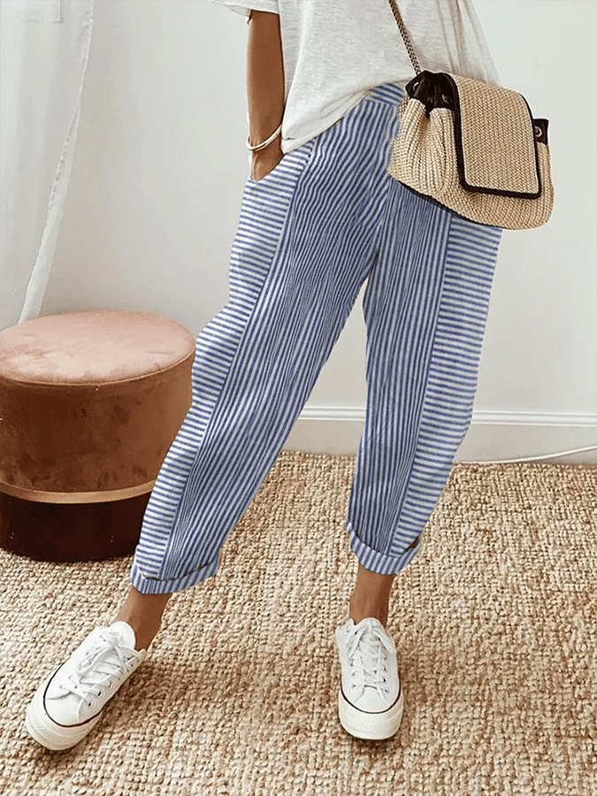 Veronica | Striped Cotton Pants