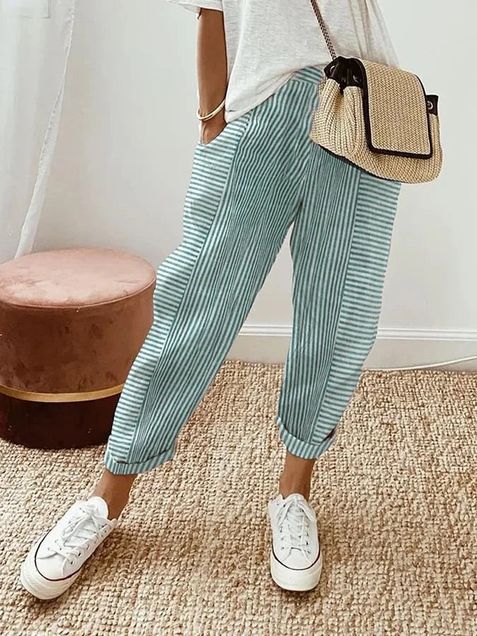 Veronica | Striped Cotton Pants