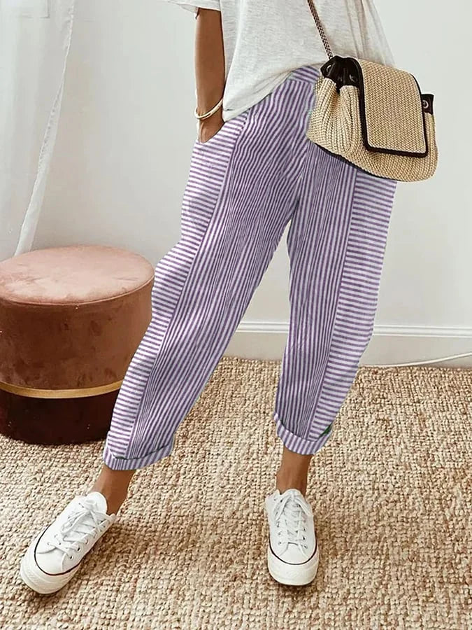 Veronica | Striped Cotton Pants