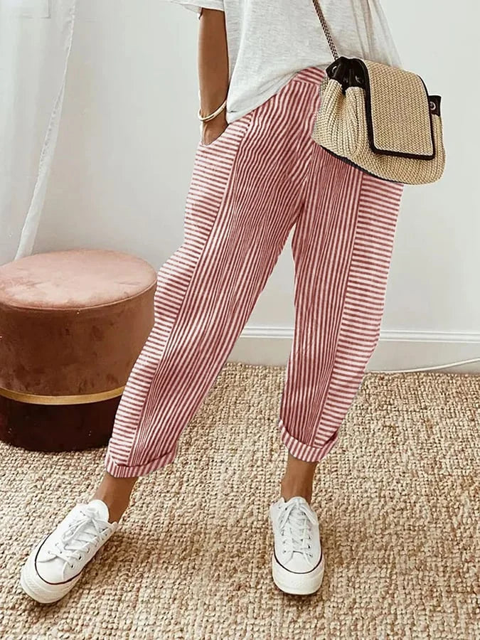 Veronica | Striped Cotton Pants