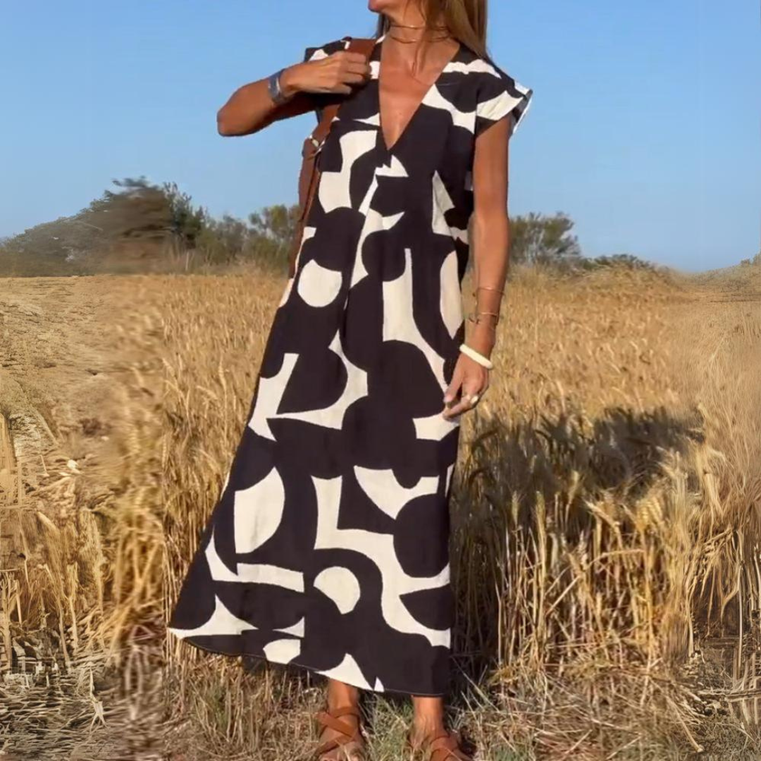 ELENA | Printed V-Neck Dress