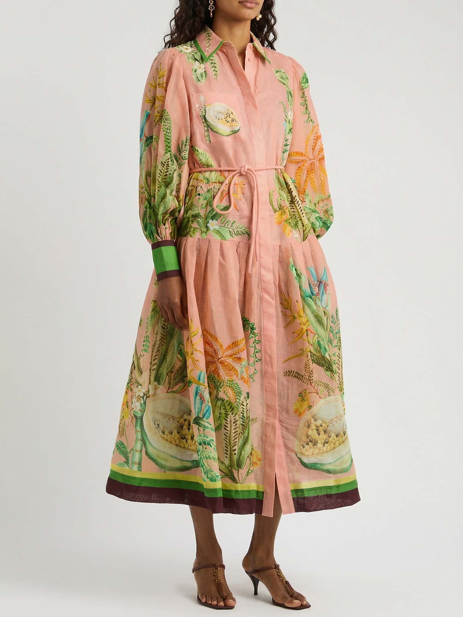 Maxi dress in velvet with a papaya belt