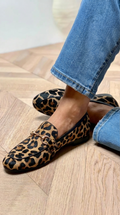 Loafer boots with animal print and metallic detail