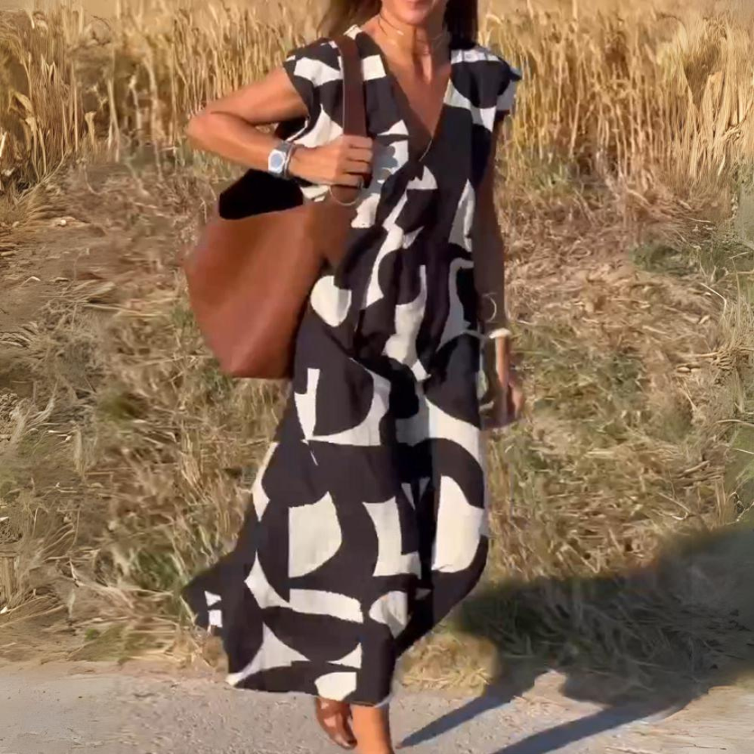 ELENA | Printed V-Neck Dress