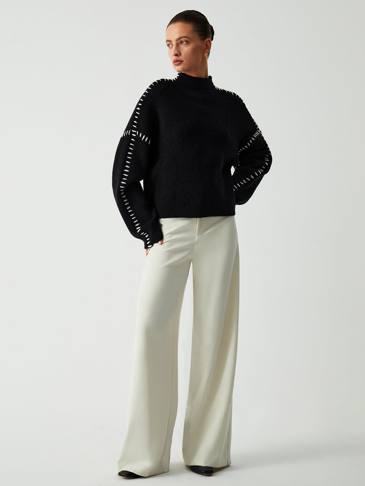 Alma - Turtleneck sweater with pique details