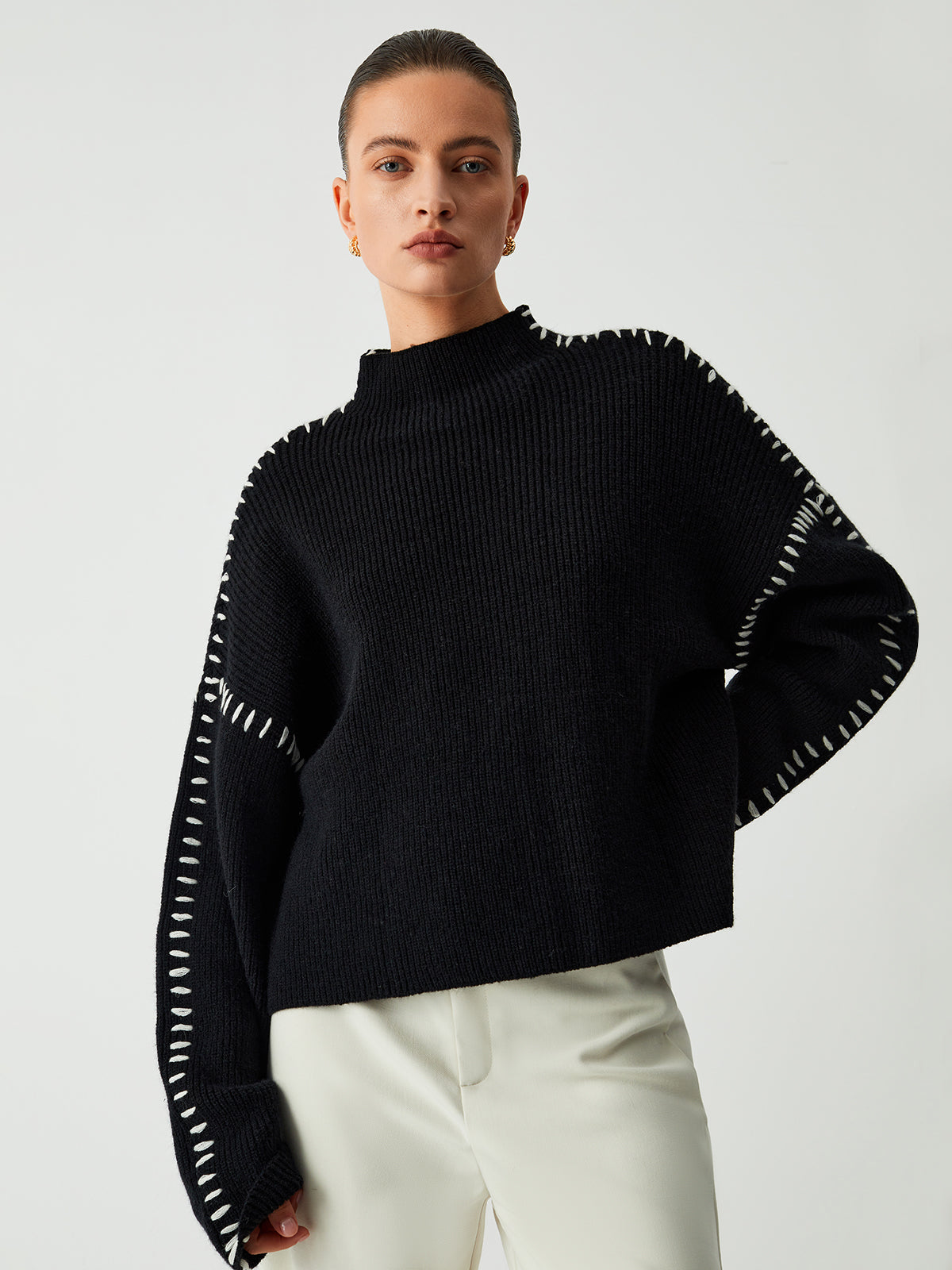 Alma - Turtleneck sweater with pique details
