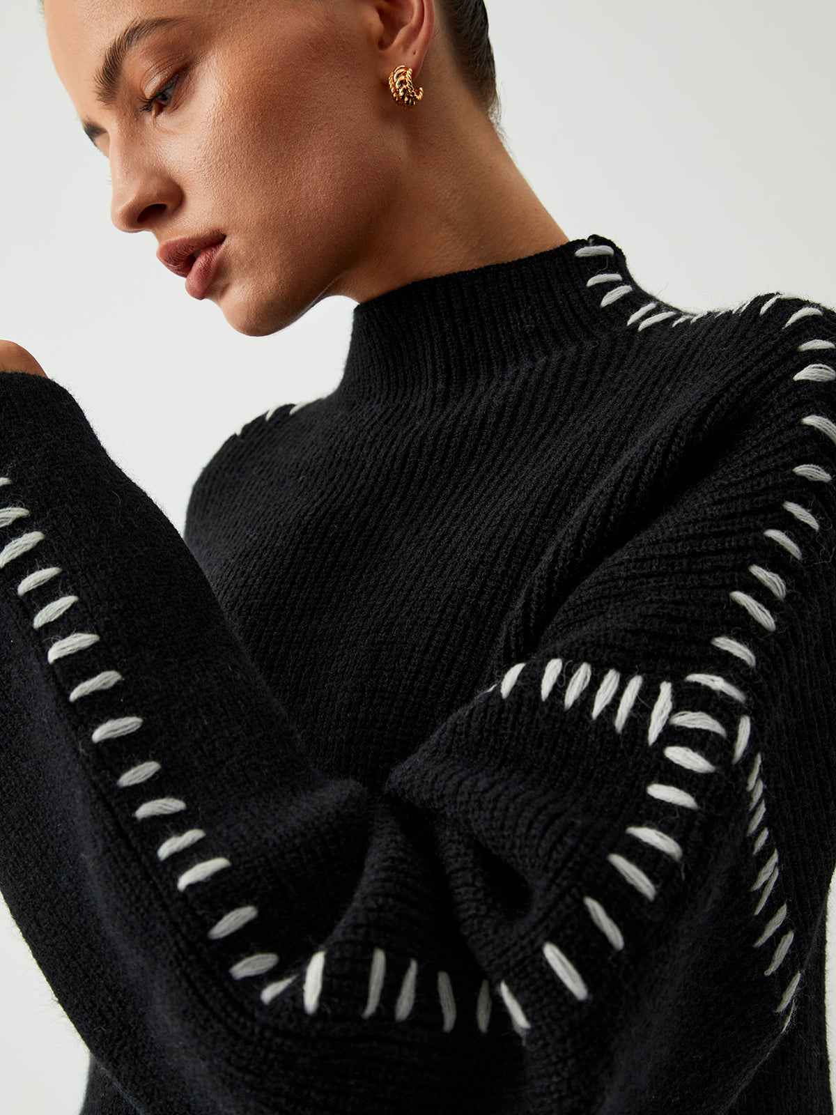 Alma - Turtleneck sweater with pique details