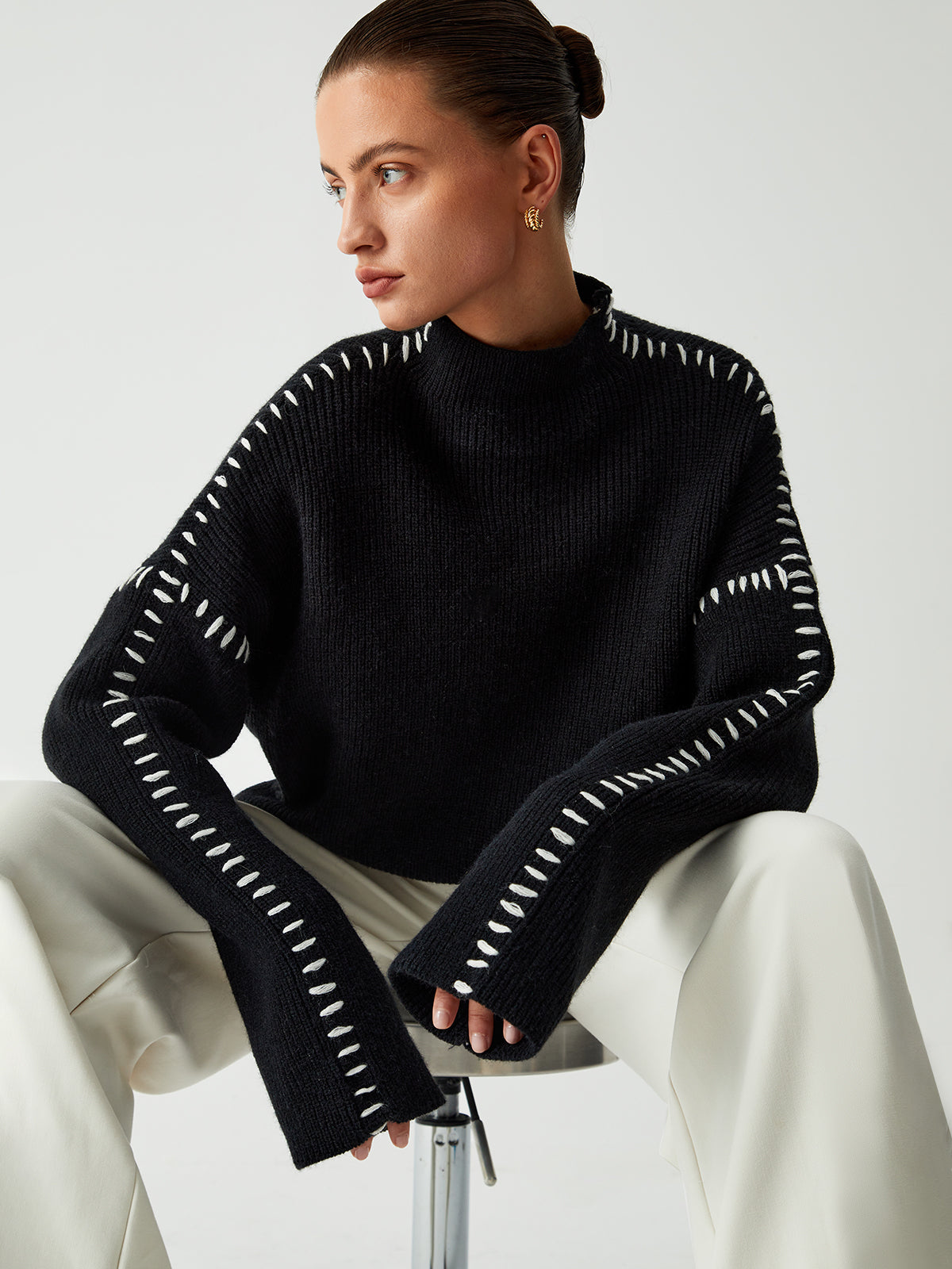 Alma - Turtleneck sweater with pique details