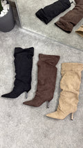 Wide-calf suede boot