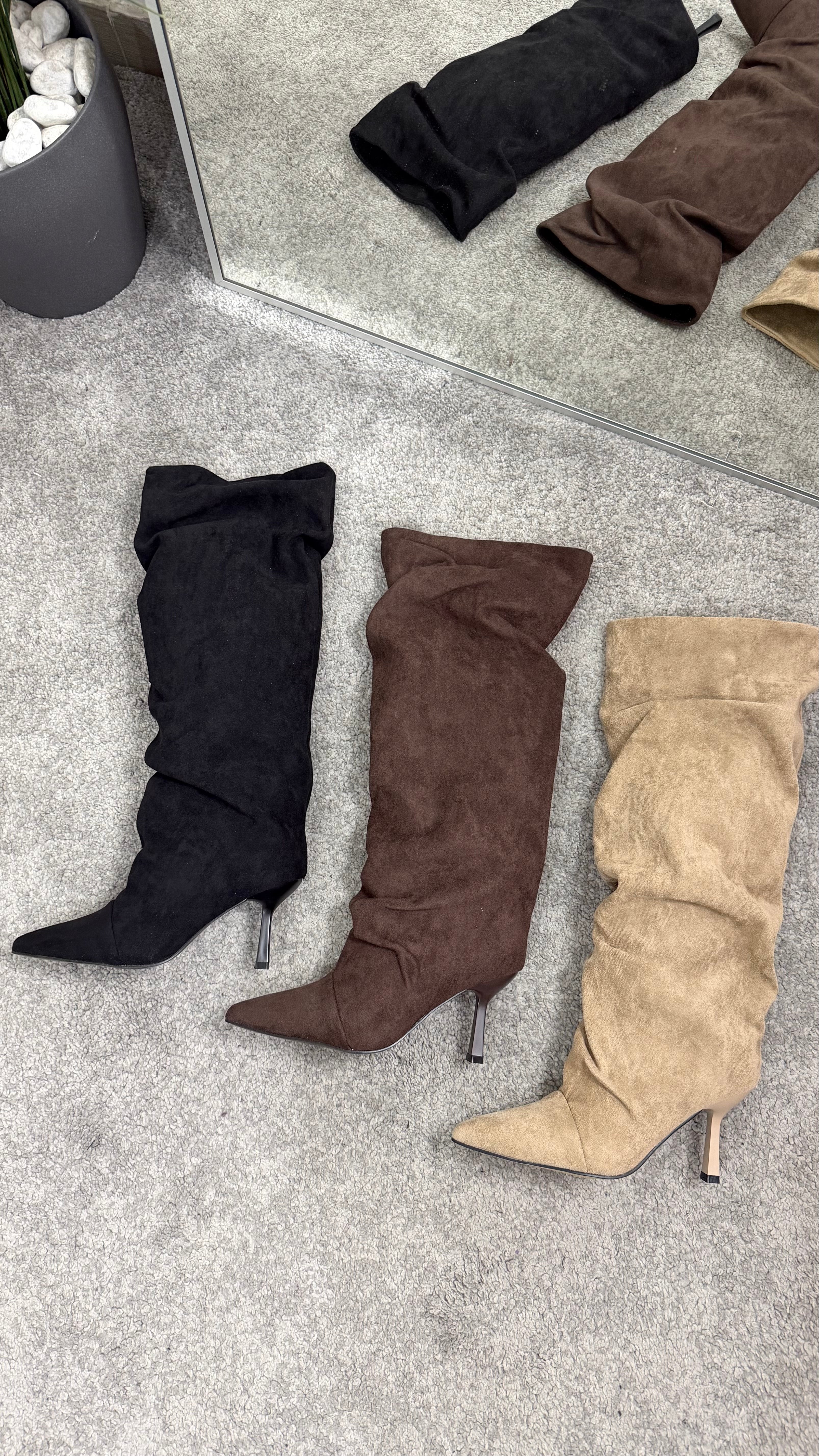 Wide-calf suede boot