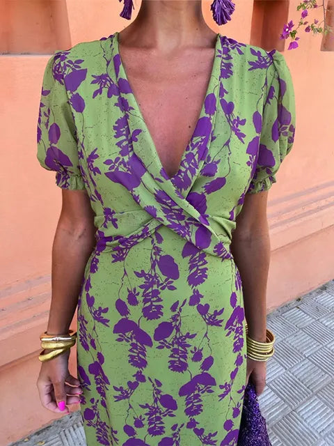 Volley - Women's Midi Dress with Swirl Print