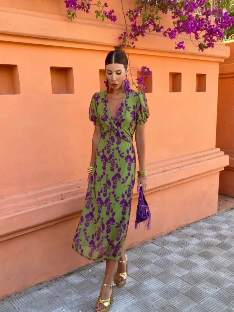 Volley - Women's Midi Dress with Swirl Print
