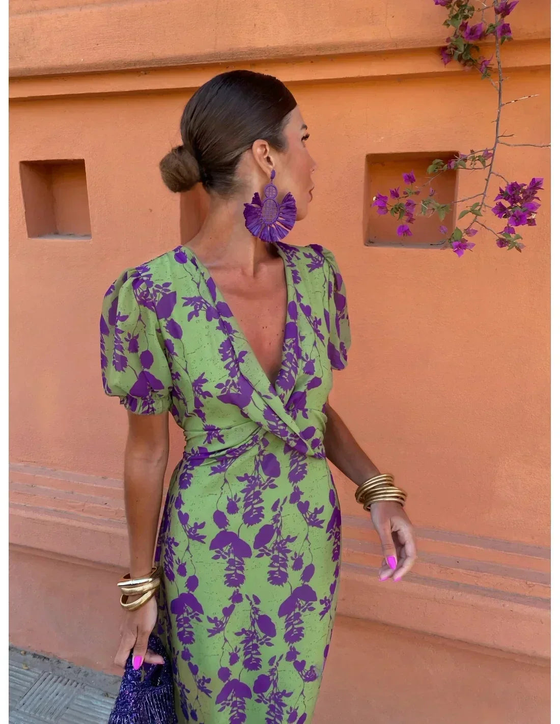 Volley - Women's Midi Dress with Swirl Print