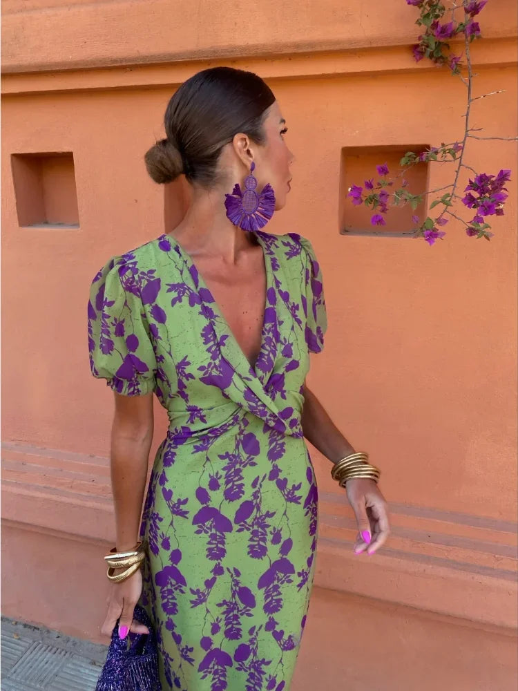 Volley - Women's Midi Dress with Swirl Print
