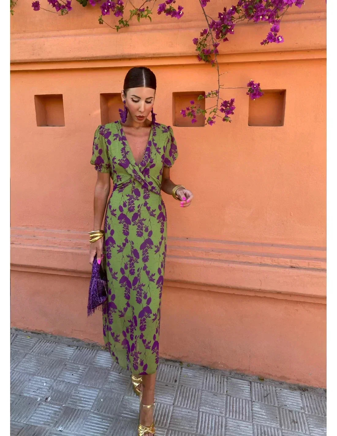Volley - Women's Midi Dress with Swirl Print