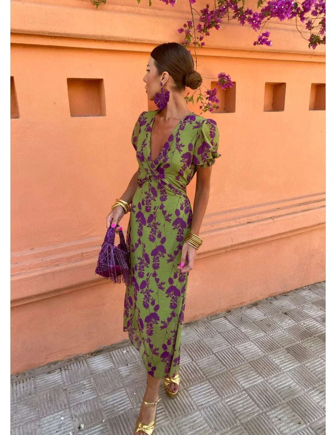 Volley - Women's Midi Dress with Swirl Print