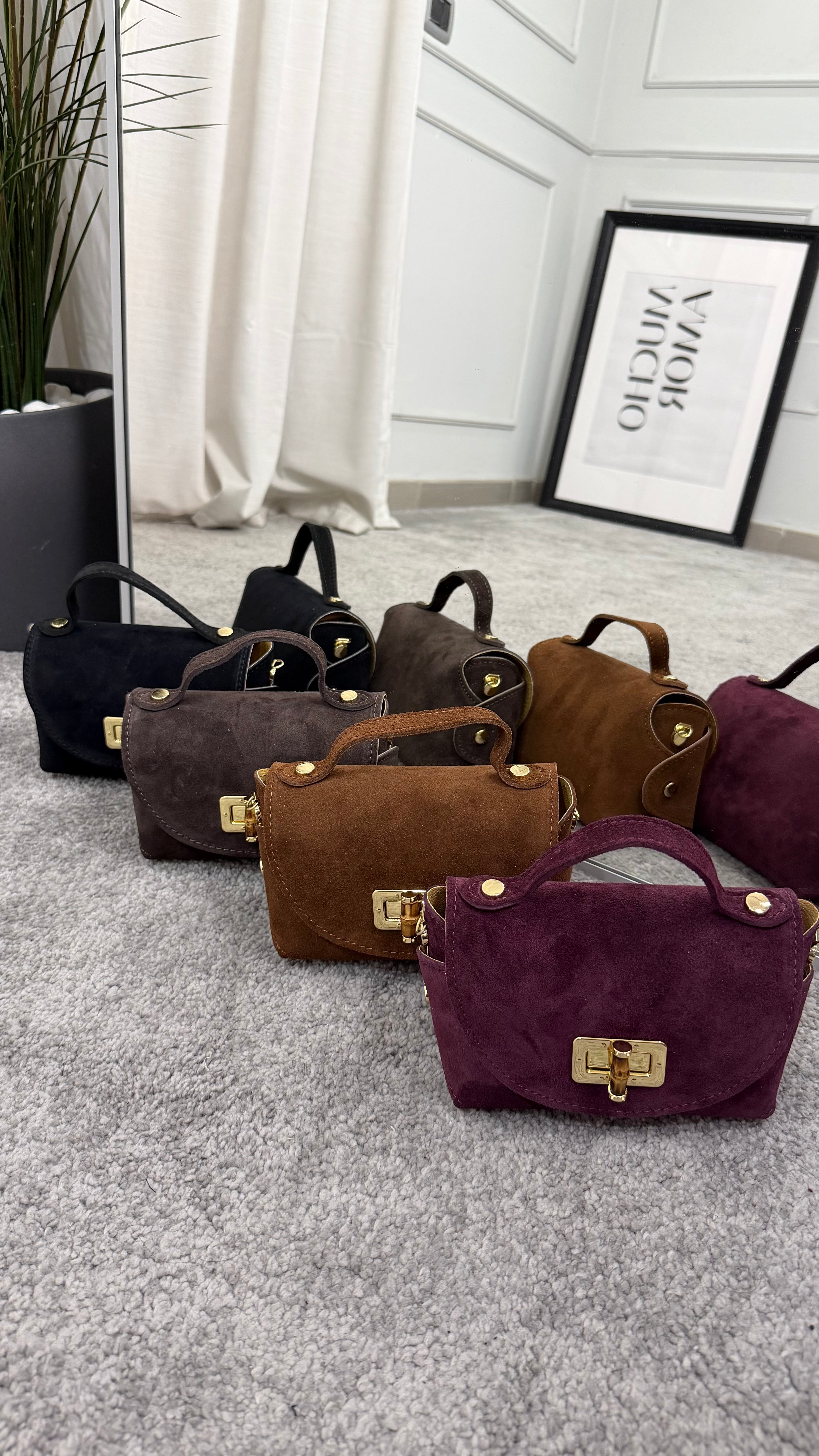 Miniature suede leather bag