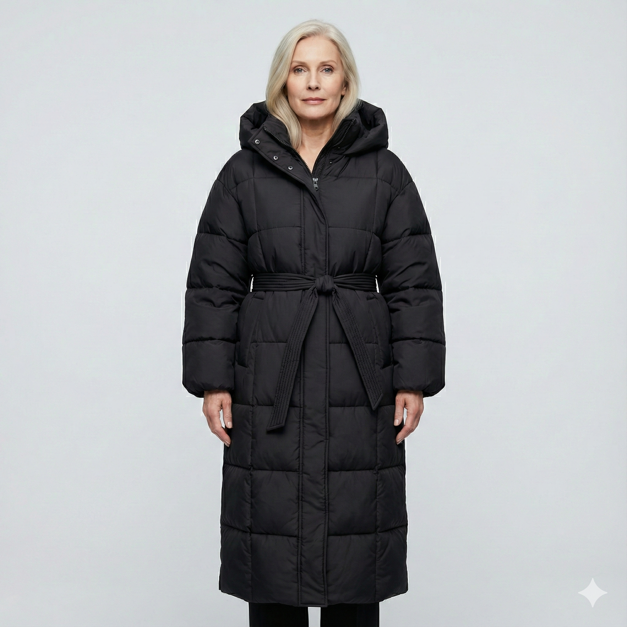 Carman - Long puffer coat with a belt