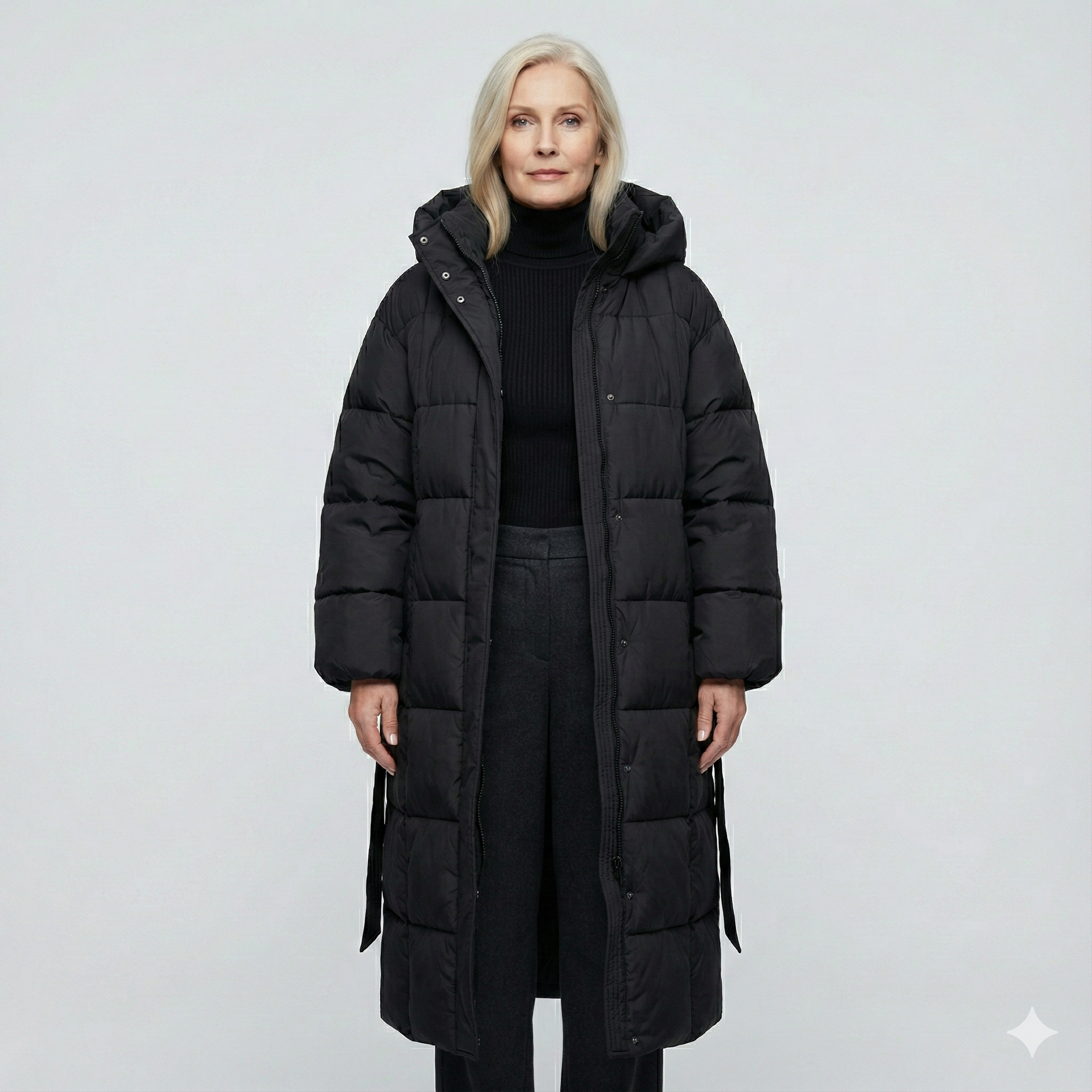 Carman - Long puffer coat with a belt