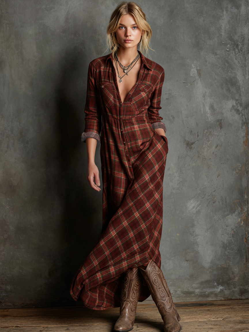 Women's maxi dresses with a V-neck and stripes