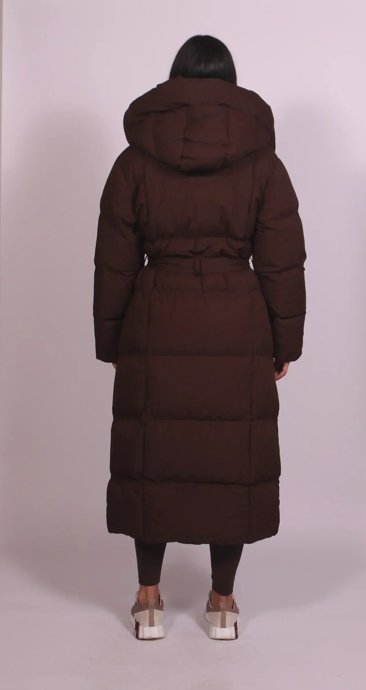 Carman - Long puffer coat with a belt