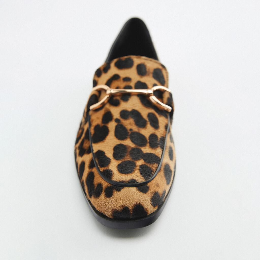 Loafer boots with animal print and metallic detail