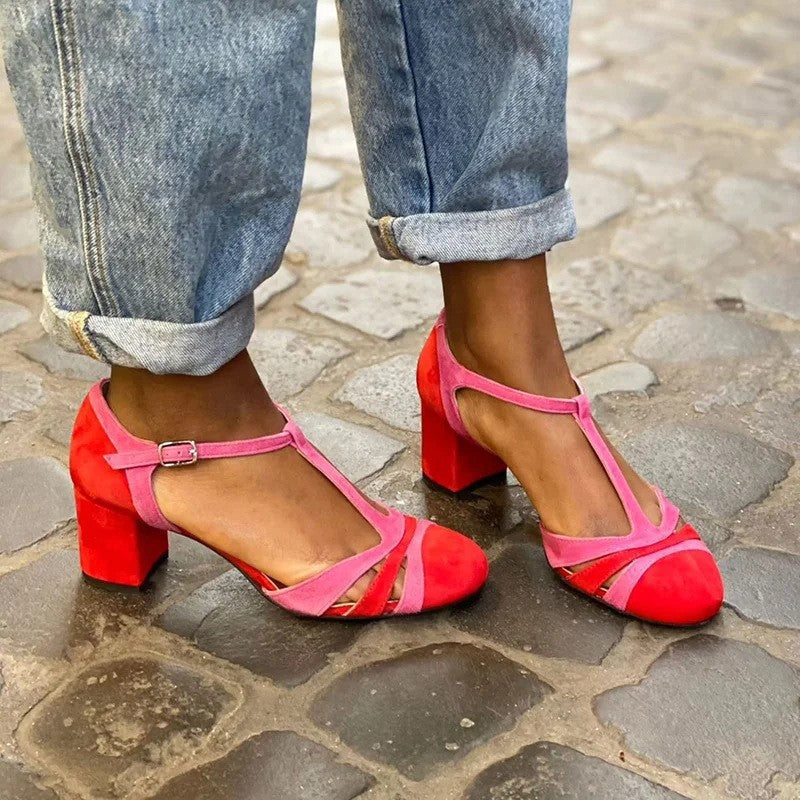 Shoe with T-bar strap and block heel