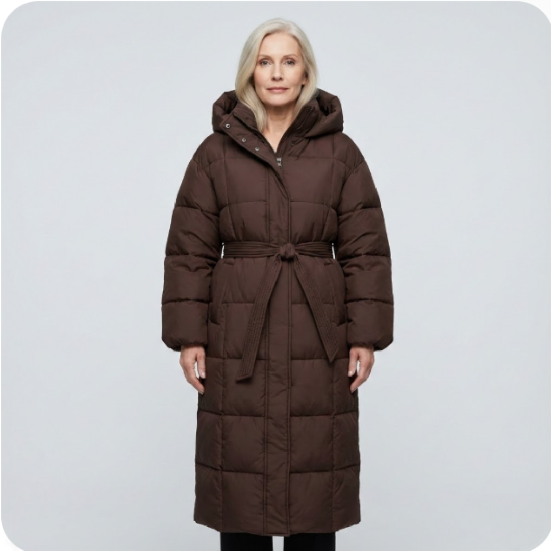 Carman - Long puffer coat with a belt