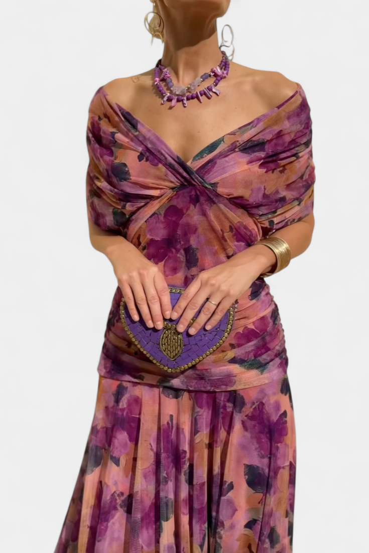 Florandrea | Long floral dress with a V-neck