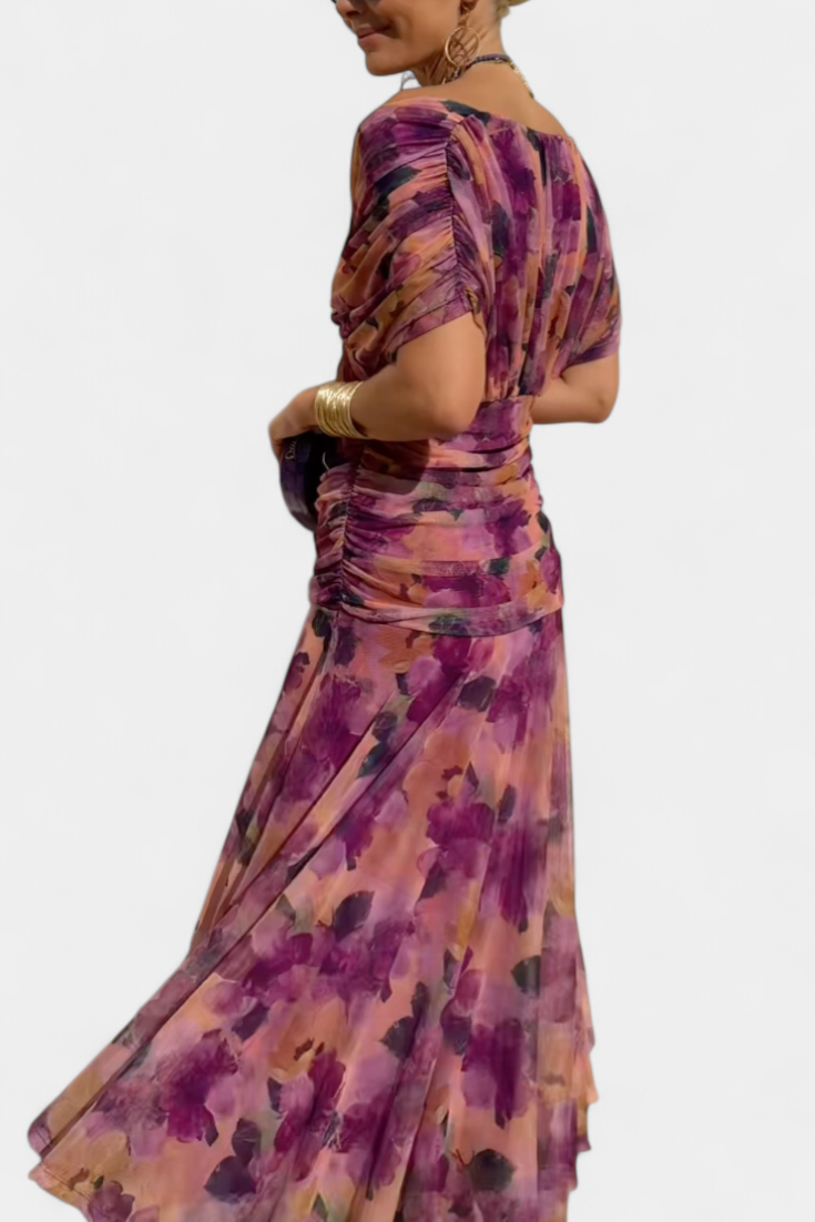 Florandrea | Long floral dress with a V-neck