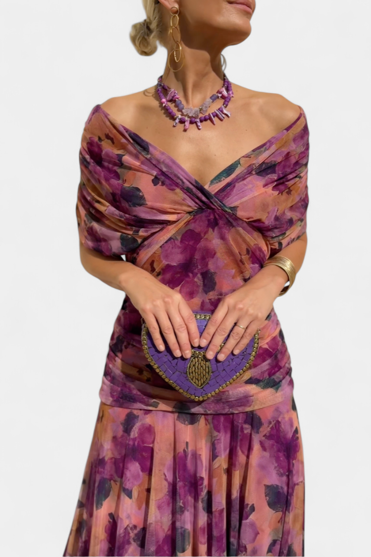 Florandrea | Long floral dress with a V-neck
