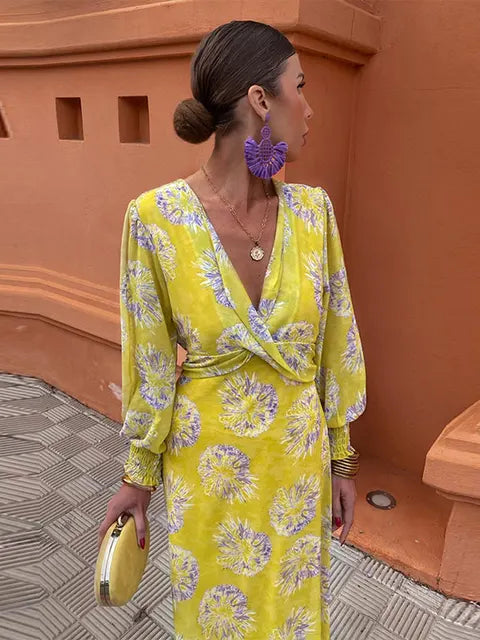 Volley - Women's Midi Dress with Swirl Print