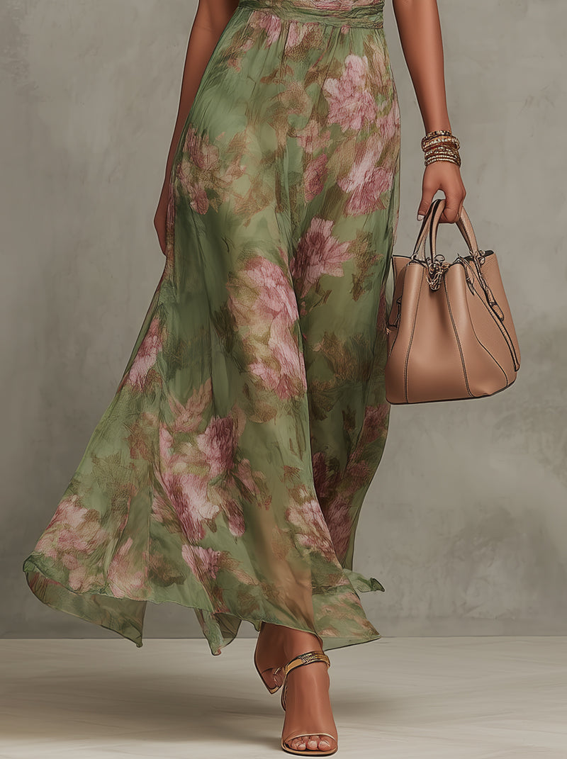 Livia - Maxi Dress with Floral Collar