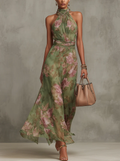Livia - Maxi Dress with Floral Collar