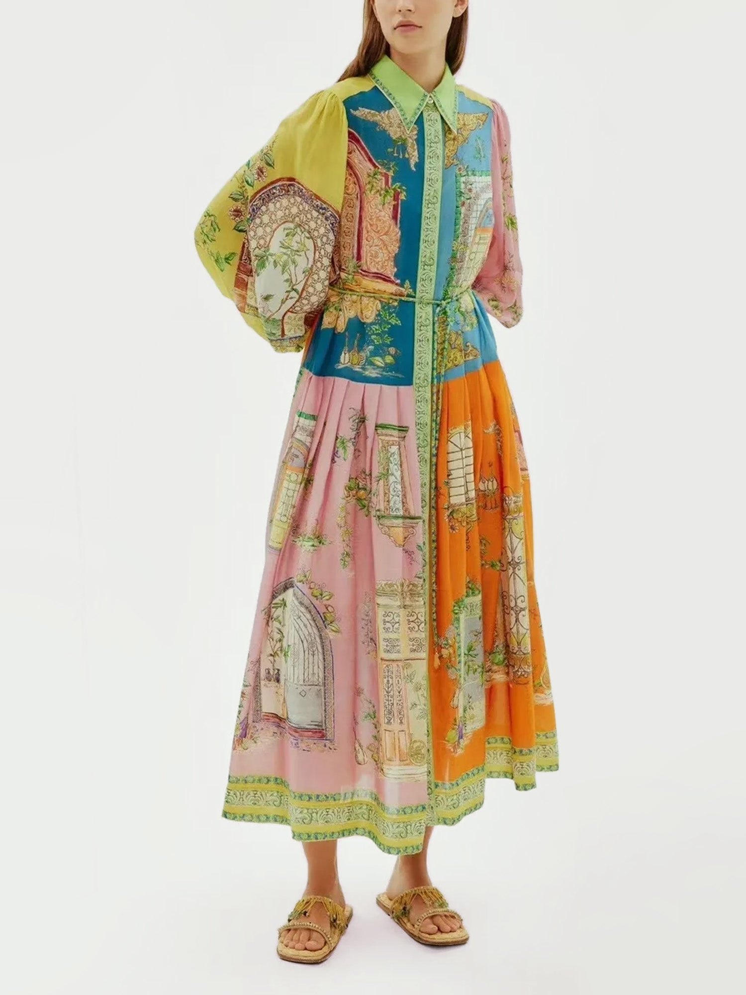 Vintage-inspired printed midi dress