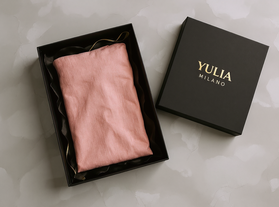 Women's long pink minimalist V-neck linen dress