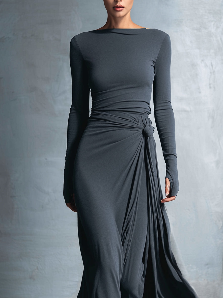 Alba - Long dress with side tie