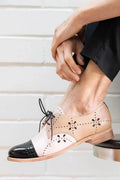 Bicolor Oxford Shoes with Brogue Details