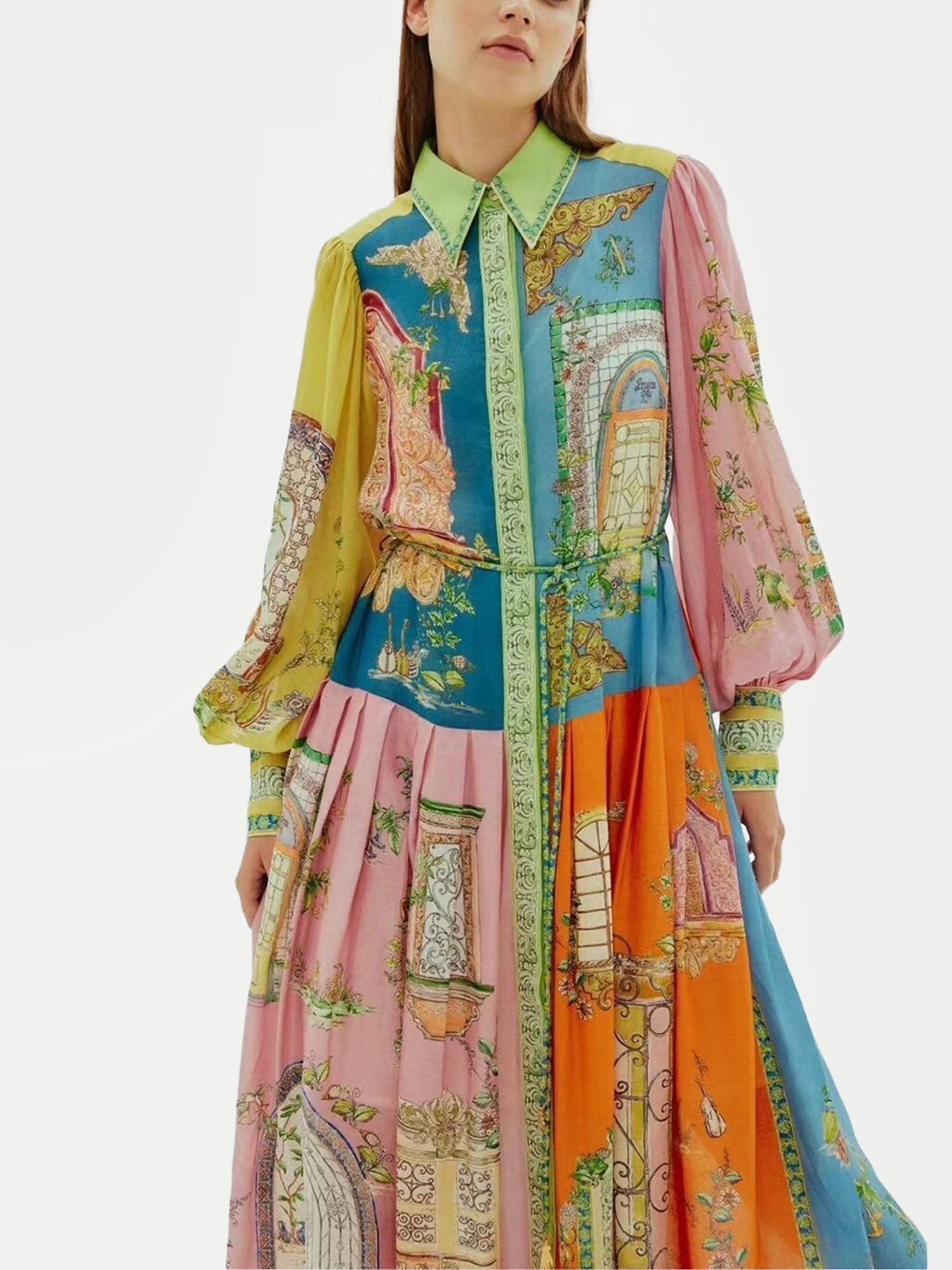 Vintage-inspired printed midi dress
