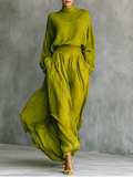 Women's green cotton and linen blend garment