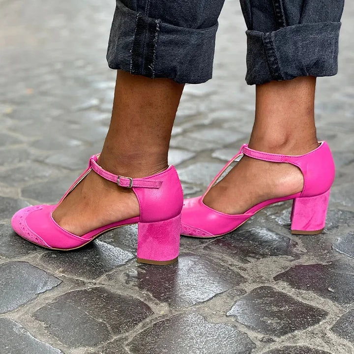 Closed-toe sandal with a T-bar strap
