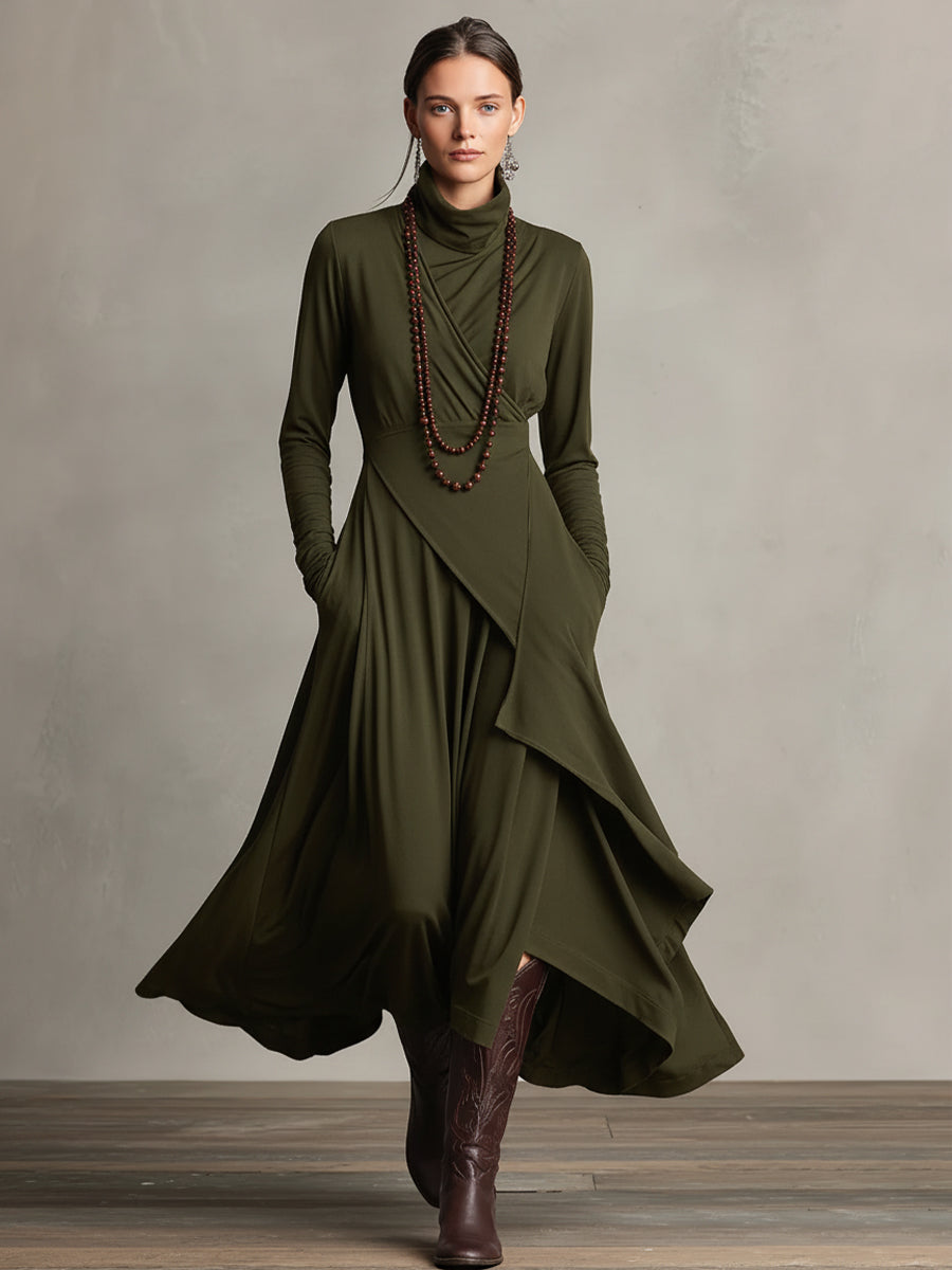 Women's Asymmetric Jacket Maxi Dress in Purple