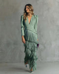 Alessia - Elegant midi dress with sequined sleeves